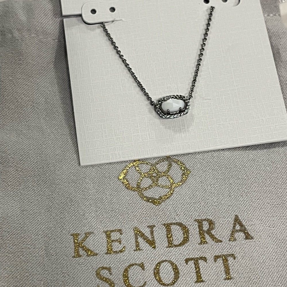 Kendra Scott Silver Necklace with White Gem